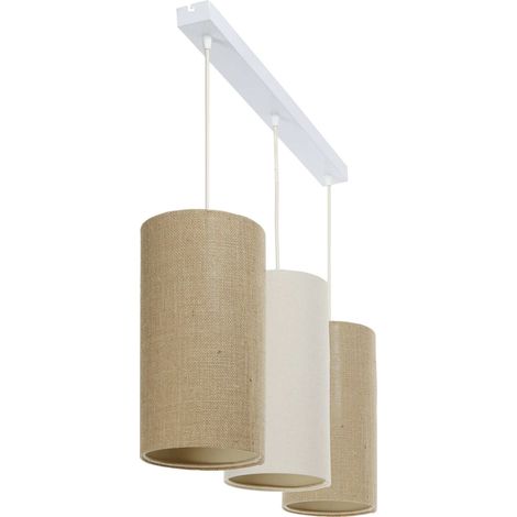 Suspension boho élégant tissu crème ajustable compatible LED - beige crème doux (1/2)