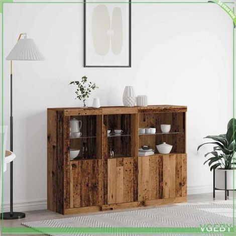 Buffet bas - 3333118 - Bois d'ingénierie - Éclairage LED intégré - Style campagne (1/4)