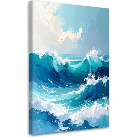 Tableau déco Vagues de mer Paysage marin pastel turquoise 40x60 (1/4)
