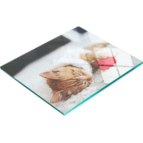 Tabla de cocina de vidrio templado con gr谩ficos decorativos de gatito adorable, 60x52 cm. (1/5)