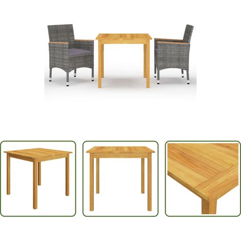 vidaXL Salle à manger extérieure - Ensemble à manger de jardin 3 pcs Gris (1/5)