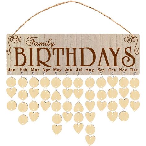 DIY Calendrier en Bois Tenture Murale Ornement Innovant Tableau de Rappel d'anniversaire Décoration (1/5)