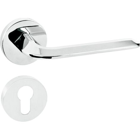 DOMINO Poignée de porte FROST R M6 PZ Poignée avec plaque PZ pour cylindre profilé Chromé brillant (1/5)