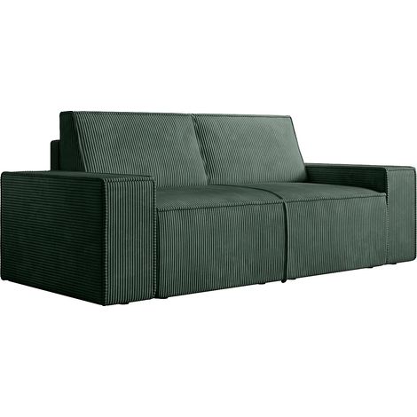 Canapé 2 places en velours côtelé vert sapin AMELIA (1/5)