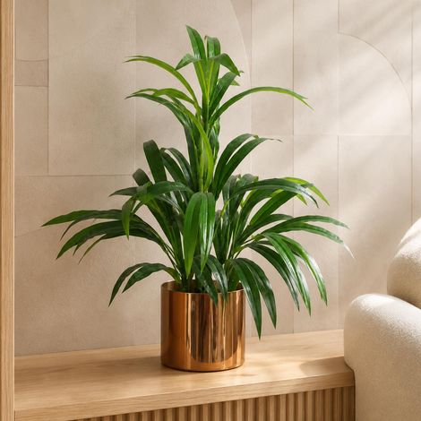 65cm Artificial Bamboo Botanik Shrub with Brushed Copper Planter (1/4)
