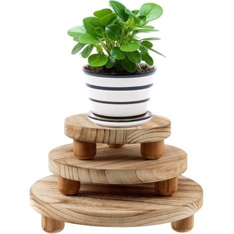 BUNTHAUS Support En Bois Pour Plantes - Lot De 3, Tabouret Et Präsentoir Pour Plantes En Pot (1/4)