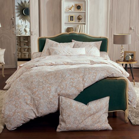Housse de couette percale de coton ornemental classique Beige 200x200 cm