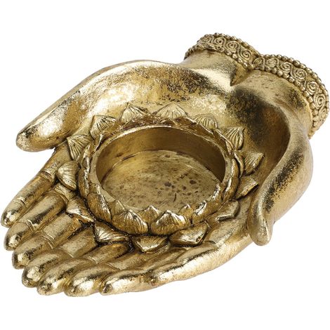 PROGARDEN portavelas manos 14,3x10,2 cm , Palmatoria candil manos 14,3 x 10,2 cmFabricado en resina de alta calidadIdeal para decorarApto para interior y exteriorPe