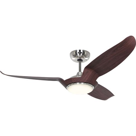 Ventilateur de plafond ECO TALOS II 135, chrome cepillado - nogal con luz