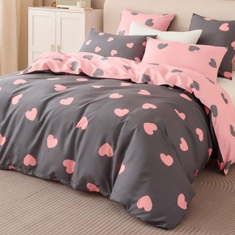 Housse De Couette - 220x240 Cm - Microfibre Brossée - Fermeture Eclair Invisible - Pour Lit Double - Avec 2 Taies Doreiller 65x65 Cm
