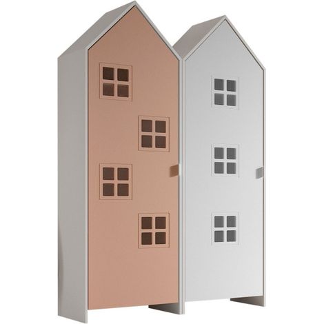 Pack - 2 Armoires Enfant "Casami Bruges" 171cm Rose & Blanc (1/3)