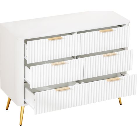 Cassettiera a 6 cassetti bianca in MDF con guide soft-close e maniglie in metallo HOMVRA (1/5)