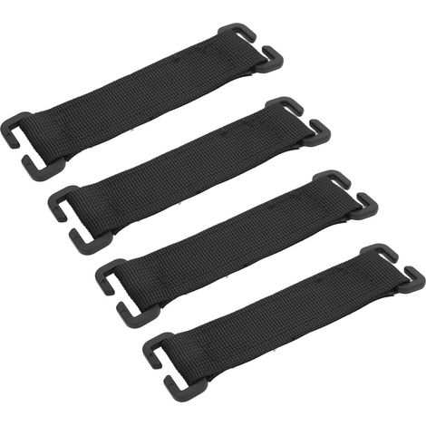 Sangles tactiques MOLLE noires 4 pièces, fixation haute adhésion, boucles nylon renforcées, pour sac militaire et équipement outdoor
