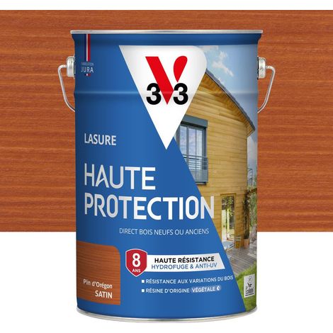 Lasure Bois extérieur Pin d'orégon satin - Protection 8 ans - résistance hydrofuge et anti-UV - Résiste aux variations du bois - résine d'origine végétale - 5L (1/4)