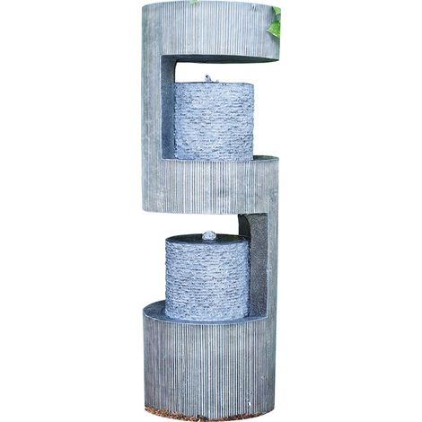 Granimex Kaito Polystone Wassersäule mit Pumpe und LED-Beleuchtung Wasserspiel 120x41x41 cm