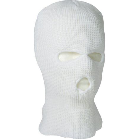 3-Loch Sturmhaube atmungsaktiv gestrickt für Damen & Herren, weiß