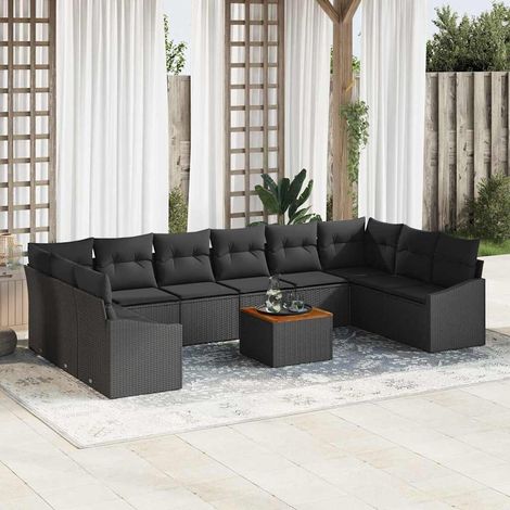 vidaXL Gartensofa-set mit Speicher 11 pcs Schwarz Poly-Rattan (1/5)