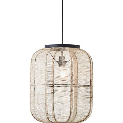 Endon Zaire Lampada da soffitto a sospensione singola, lino naturale, nero opaco (1/5)