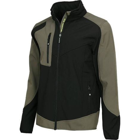 Blouson de Travail en Softshell Pecco - Taille 4XL - Noir/Kaki - Résistant et Confortable - D-Work (1/5)
