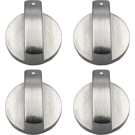 Boutons de réglage pour cuisinière à gaz, lot de 4, en métal, 6 mm, couleur argentée (1/5)