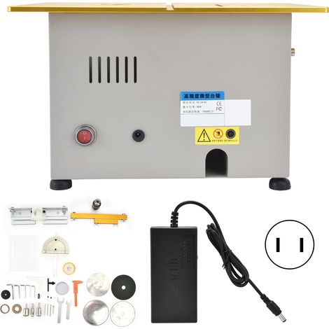 Scie circulaire électrique mini portable de table, outil de coupe bois DC12-24V 96W, prise US 110V-240V, doré, pour bricolage et menuiserie (1/5)