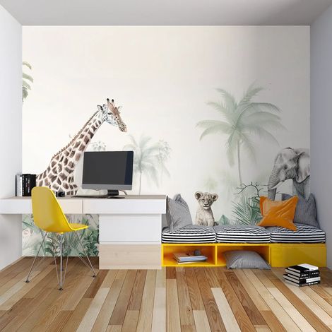 Papier peint tropical faune et palmiers 1 - 150 x 250 cm (1/2)