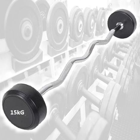 TRADE SHOP - Manubri Bilanciere Curl Curvo Ondulato Precaricato Da 30 Kg 15+15 Kg Bodysolid -