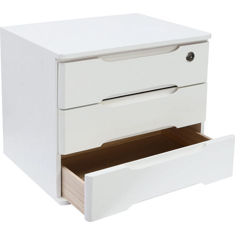 Organisateur de bureau, 3 tiroirs, Classeur de bureau, Boîte de rangement de bureau avec tiroir verrouillable (1/5)