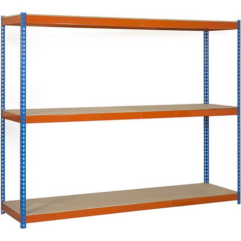 SimonRack Scaffale Industriale, 2000x1500x450 mm, 3 Ripiani in Legno, Portata 600 kg per Ripiano, Scaffale Carichi Pesanti, Blu/Arancione/Legno – Simonforte (1/3)