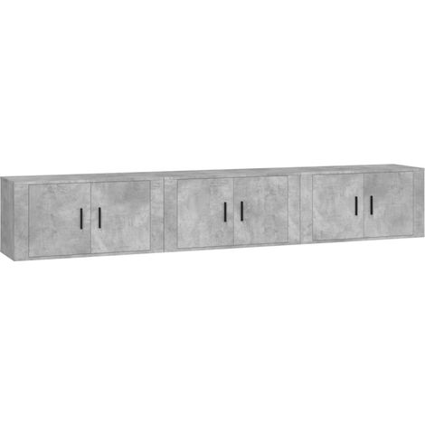 Muebles de TV de pared Estantería multimedia Aparador de TV Comedor Salón Dormitorio 3 piezas 80 x 345 x 40 cm Gris 020029039 (1/5)