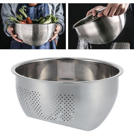 Cestello scolapiatti in acciaio inox per verdure e riso, scolapiatti da cucina rinforzato, diametro 22,5 cm (1/5)