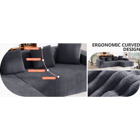 Un canapé complet sans os. Un canapé combiné avec des chaises longues. Un canapé moderne et modularisé, avec de profondes assises. Un canapé recouvert de coussins, parfait pour le salon et la chambre  (1/5)