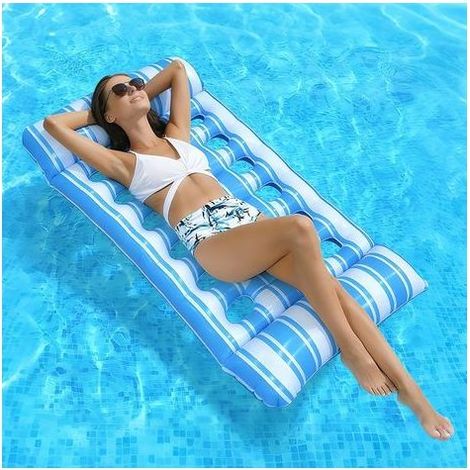 Aufblasbare Poolmatratze, 135 cm x 72 cm, aufblasbare Pool-Hängematte mit Löchern, Wasser-Sonnenliege, für sommerlichen Badespaß, Wasserspielzeug, Strandpartys (1/5)