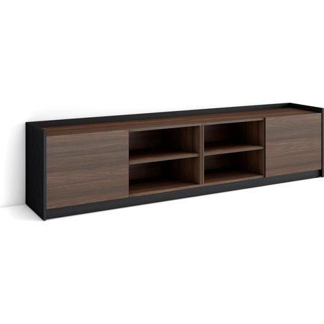 Skraut Home - Mobile TV Soggiorno, Ampio spazio a disposizione, 207x37x50cm, Per TV fino a 80", Mobile Soggiorno, Stile moderno, Rovere scuro e Nero (1/5)