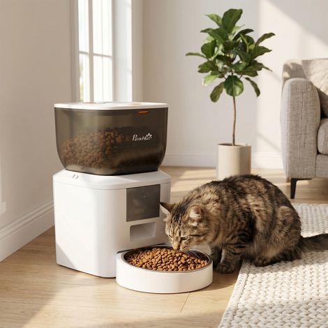 Distributeur automatique de nourriture pour chat WiFi 2,4G capacité 4L pilotable par app, 1 à 10 repas et appel sonore de 10s (1/4)
