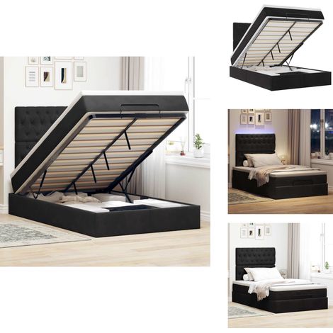 Cadre de lit ottoman avec matelas noir 120x200 cm velours - Lit Ottoman - Lits Ottomans - Cadre De Lit - Cadre De Lit Avec Rangement (1/5)