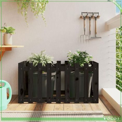 Lit surélevé de jardin - FAFEICY - 832479 - Bois de pin massif - 100 x 50 x 50 cm - Noir (1/5)