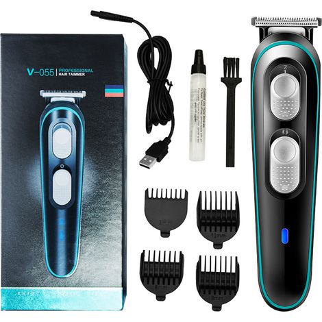 Tondeuse à cheveux électrique homme, réglage micrométrique, poignée ergonomique, tondeuse USB, 4 peignes de coupe inclus (1/5)