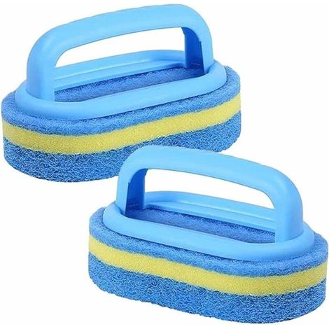 Reinigungsschwammbürste – 2er-Pack – 14 x 7,5 cm – Kunststoffgriff – Multifunktional – Wiederverwendbar (1/4)