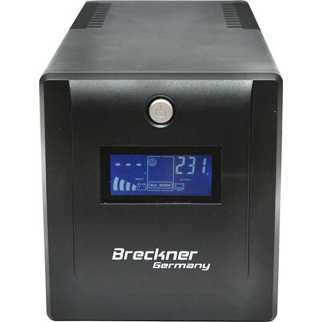 UPS 1000VA / 600W con batterie 2×7Ah, 4 prese Schuko, LCD, USB, AVR Breckner Germany