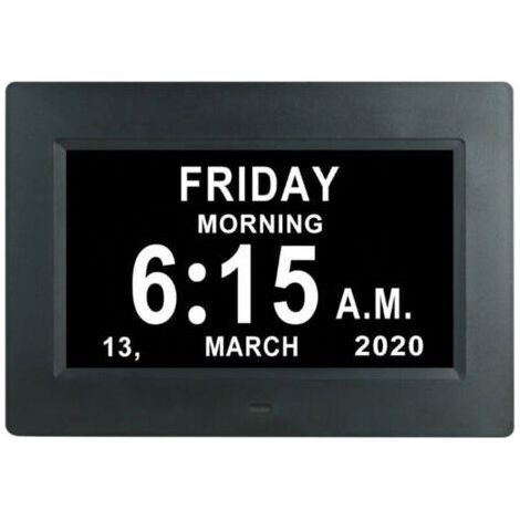 Horloge calendrier numérique One Piece 7 pouces avec date et heure, horloge Alzheimer pour parents, machine de rappel de médicaments pour grands-parents et enfants-noir-204×143×24mm (1/4)