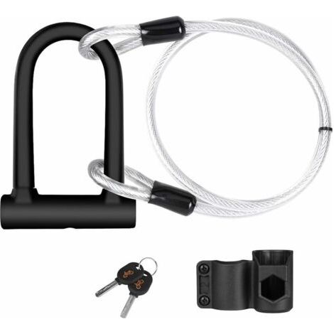 Antivol de velo, Antivol en U pour vélo mit 1,2 m Flex ACier-Kabel, Fahrrädern, Rollern usw (1/5)