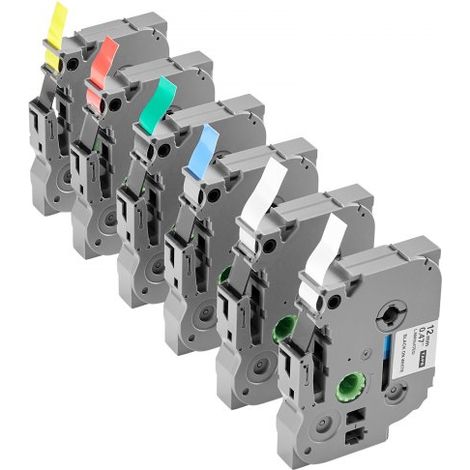 Ruban d'Étiqueteuse - Lot de 6 - 12 mm - Colorés Compatible avec (1/5)