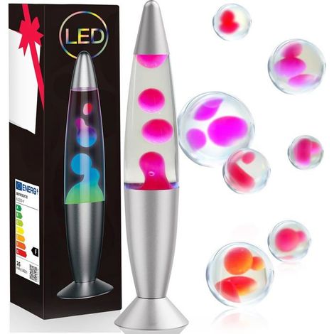 Lampe à lave - CELLUSTOP - LED multicolore - 7 couleurs - Base aluminium - Ø10x34,5cm (1/5)