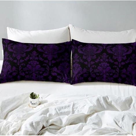 1 Parure de lit 200x200cm Housse de couette Motif floral damassé Gothique Vintage 2 taies d'oreiller Chambre enfant adulte (1/4)