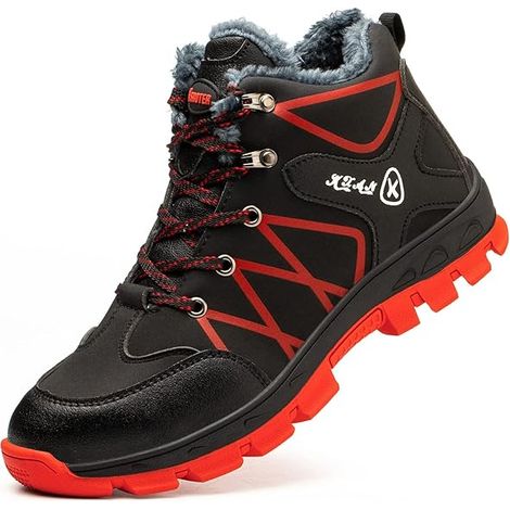 Bottes de sécurité imperméables homme femme, chaussures de travail hiver avec embout acier, semelle antidérapante, protection robuste, idéales randonnée et chantier, taille unique. (1/5)
