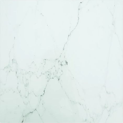 Tischplatte Weiß 50x50 cm 6 mm Hartglas in Marmoroptik