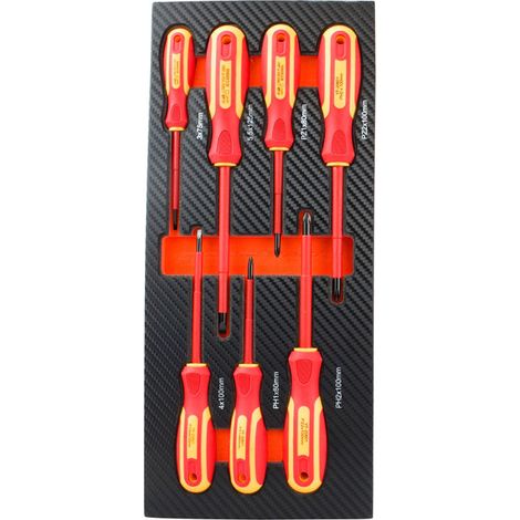 Module mousse 7 tournevis VDE 1000V pour servante d'atelier (1/4)