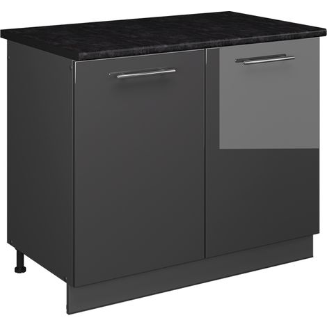 Spülenunterschrank Fame-Line, Anthrazit Hochglanz/Anthrazit, 100 cm, AP Anthrazit, Vicco (1/5)