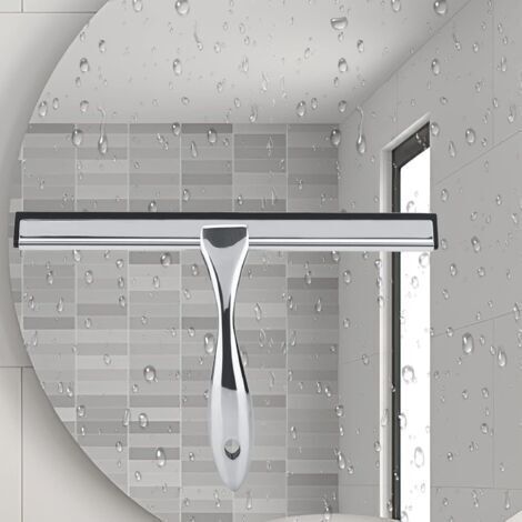 BUNTHAUS Essuie glace de salle de bain en acier inoxydable de 12 pouces avec crochet, réutilisable pour l'essuie glace de fenêtre, l'essuie glace de porte de douche, l'essuie glace de pare brise de vo